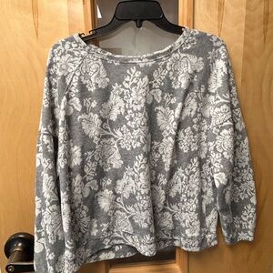 Knox Rose Gray and White Floral Sweatshirt XL
